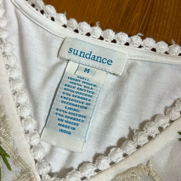 Sundance Silk Panel Short Sleeve Shirt with Embroidery Detail and Layering Tank - Picture 10 of 11
